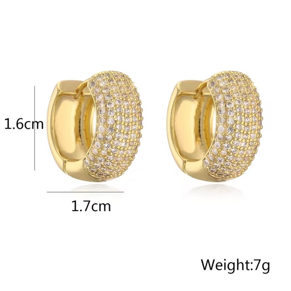 Modern Gold Hoop Crystal Earrings - Picture 2 of 2